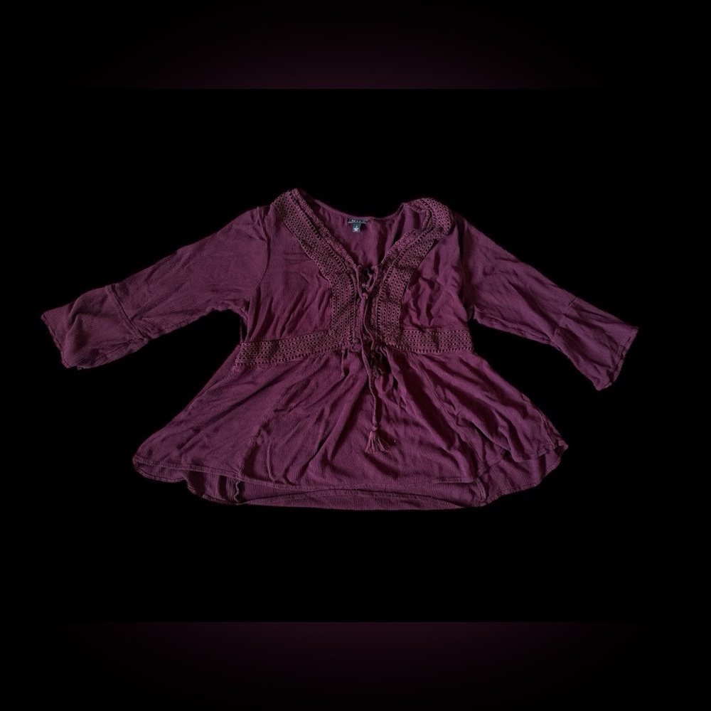 Torrid Plum Blouse with Crochet Detail